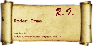 Roder Irma névjegykártya